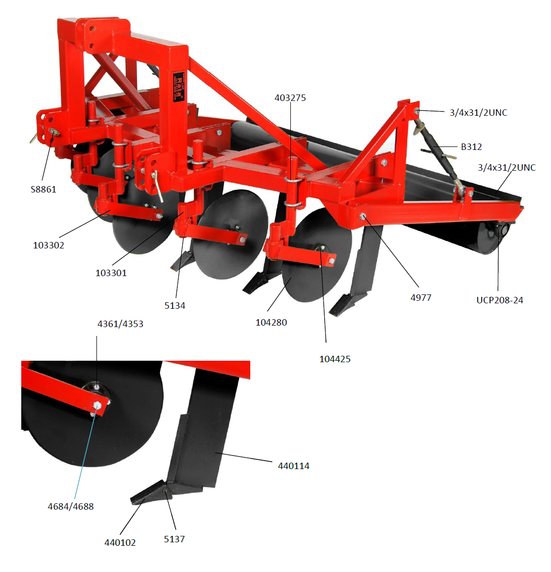 Subsoiler Spare Parts Breakdown