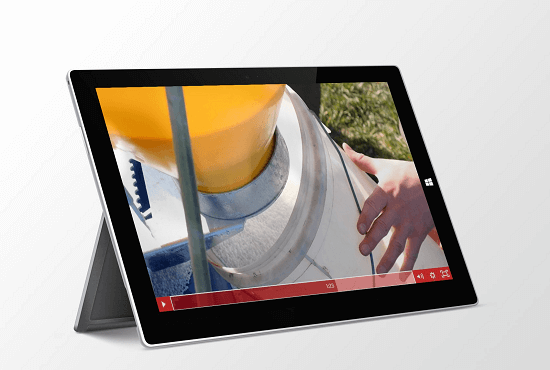 Fertiliser spreader calibration video on tablet screen